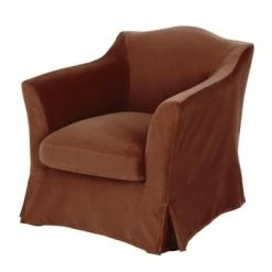 Maisons Du Monde Fauteuils Fauteuil En Velours Ocre -Fauteuils, poufs et repose-pieds Soldes fauteuil en velours terracotta anaelle 1000 0 28 213146 1 1