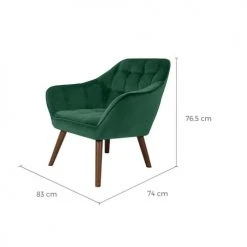 Rendez Vous Déco Fauteuils Fauteuil En Velours Vert Foncé Avec Accoudoirs -Fauteuils, poufs et repose-pieds Soldes fauteuil en velours vert fonce avec accoudoirs 2