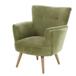 Maisons Du Monde Fauteuils Fauteuil En Velours Vert Kaki