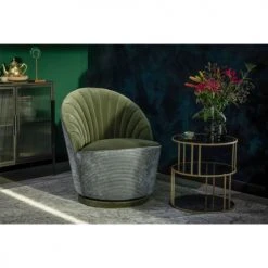 Dutchbone Fauteuils Fauteuil En Velours Vert Kaki 8 Dutchbone Fauteuils Fauteuil En Velours Vert Kaki -Fauteuils, poufs et repose-pieds Soldes fauteuil en velours vert kaki 2