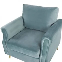 Beliani Fauteuils Fauteuil En Velours Vert Menthe -Fauteuils, poufs et repose-pieds Soldes fauteuil en velours vert menthe 4