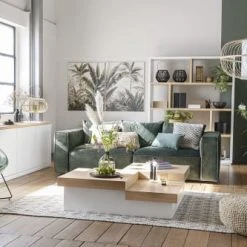 Maisons Du Monde Fauteuils Fauteuil En Velours Vert Pieds En Métal Noir -Fauteuils, poufs et repose-pieds Soldes fauteuil en velours vert pieds en metal noir 1000 9 36 198722 5