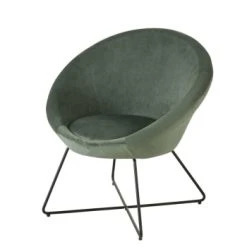 Maisons Du Monde Fauteuils Fauteuil En Velours Bleu Et Pieds En Métal -Fauteuils, poufs et repose-pieds Soldes fauteuil en velours vert pieds en metal noir hipop 1000 9 36 198722 1 2