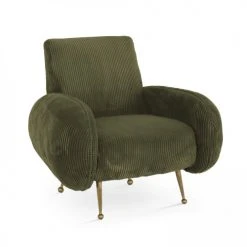 Oviala Fauteuils Fauteuil En Velours Vintage Vert Sapin