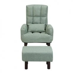 Beliani Fauteuils Fauteuil Et Repose-pieds En Tissu Vert -Fauteuils, poufs et repose-pieds Soldes fauteuil et repose pieds en tissu vert 2
