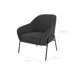 Rendez Vous Déco Fauteuils Fauteuil Gris Foncé En Velours Cotelé -Fauteuils, poufs et repose-pieds Soldes fauteuil gris fonce en velours cotele 2