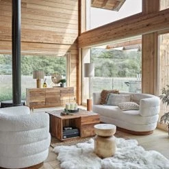 Maisons Du Monde Fauteuils Fauteuil Imitation Fourrure écrue Et Pieds En Bois De Chêne -Fauteuils, poufs et repose-pieds Soldes fauteuil imitation fourrure ecrue et pieds en bois de chene 1000 11 10 219770 6