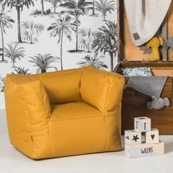 Jollein Fauteuils Fauteuil Imperméable Bean Bag En Toile Moutarde (45 X 40 X 36 Cm) -Fauteuils, poufs et repose-pieds Soldes fauteuil impermeable bean bag en toile moutarde 45 x 40 x 36 cm 2