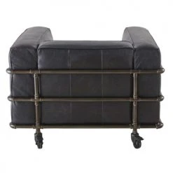 Maisons Du Monde Fauteuils Fauteuil Indus à Roulettes En Cuir Noir Et Métal -Fauteuils, poufs et repose-pieds Soldes fauteuil indus a roulettes en cuir noir et metal 1000 15 20 198337 3