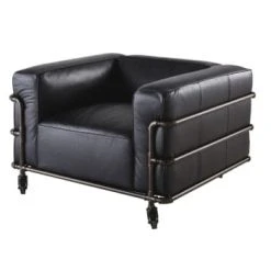 Maisons Du Monde Fauteuils Fauteuil Indus à Roulettes En Cuir Effet Vieilli -Fauteuils, poufs et repose-pieds Soldes fauteuil indus a roulettes en cuir noir et metal fabric 1000 15 20 198337 1