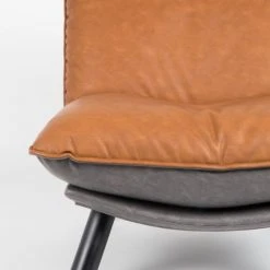 Zuiver Fauteuils Fauteuil Lounge En Cuir Marron -Fauteuils, poufs et repose-pieds Soldes fauteuil lounge en cuir marron 3