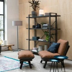 Zuiver Fauteuils Fauteuil Lounge En Cuir Marron -Fauteuils, poufs et repose-pieds Soldes fauteuil lounge en cuir marron 5