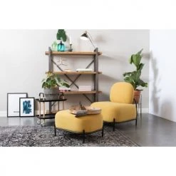 Drawer Fauteuils Fauteuil Lounge En Tissu Jaune -Fauteuils, poufs et repose-pieds Soldes fauteuil lounge en tissu jaune 2