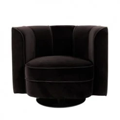 Dutchbone Fauteuils Fauteuil Lounge En Velours Noir -Fauteuils, poufs et repose-pieds Soldes fauteuil lounge en velours noir 2