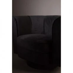 Dutchbone Fauteuils Fauteuil Lounge En Velours Noir -Fauteuils, poufs et repose-pieds Soldes fauteuil lounge en velours noir 5