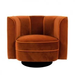Dutchbone Fauteuils Fauteuil Lounge En Velours Orange -Fauteuils, poufs et repose-pieds Soldes fauteuil lounge en velours orange 3