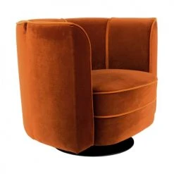 Dutchbone Fauteuils Fauteuil Lounge En Velours Orange -Fauteuils, poufs et repose-pieds Soldes fauteuil lounge en velours orange 4