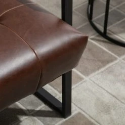 Homcom Fauteuils Fauteuil Lounge Métal Noir Revêtement Synthétique Marron -Fauteuils, poufs et repose-pieds Soldes fauteuil lounge metal noir revetement synthetique marron 4