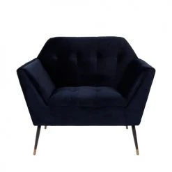 Dutchbone Fauteuils Fauteuil Lounge Velours Bleu -Fauteuils, poufs et repose-pieds Soldes fauteuil lounge velours bleu 2