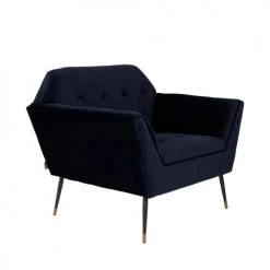 Dutchbone Fauteuils Fauteuil Lounge Velours Bleu