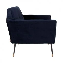 Dutchbone Fauteuils Fauteuil Lounge Velours Bleu -Fauteuils, poufs et repose-pieds Soldes fauteuil lounge velours bleu 3