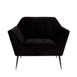 Dutchbone Fauteuils Fauteuil Lounge Velours Noir -Fauteuils, poufs et repose-pieds Soldes fauteuil lounge velours noir 2