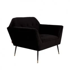 Dutchbone Fauteuils Fauteuil Lounge Velours Noir