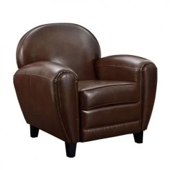 Rendez Vous Déco Fauteuils Fauteuil Marron En Croute De Cuir Enduite -Fauteuils, poufs et repose-pieds Soldes fauteuil marron en croute de cuir enduite 4