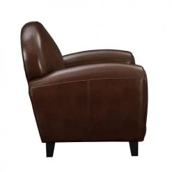 Rendez Vous Déco Fauteuils Fauteuil Marron En Croute De Cuir Enduite -Fauteuils, poufs et repose-pieds Soldes fauteuil marron en croute de cuir enduite 5