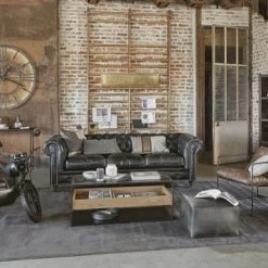 Maisons Du Monde Fauteuils Fauteuil Marron Vieilli Et Métal Noir -Fauteuils, poufs et repose-pieds Soldes fauteuil marron vieilli et metal noir 1000 0 16 187017 8