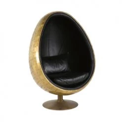 Maisons Du Monde Fauteuils Fauteuil œuf Indus En Cuir Noir