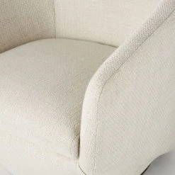 Maisons Du Monde Fauteuils Fauteuil Pivotant Blanc Chiné Et Pin -Fauteuils, poufs et repose-pieds Soldes fauteuil pivotant blanc chine et pin 1000 4 17 209937 4