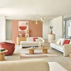 Maisons Du Monde Fauteuils Fauteuil Pivotant Blanc Chiné Et Pin -Fauteuils, poufs et repose-pieds Soldes fauteuil pivotant blanc chine et pin 1000 4 17 209937 6