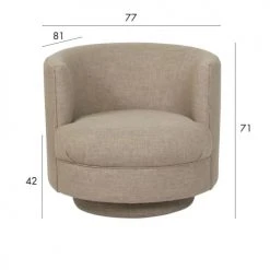 Now’s Home Fauteuils Fauteuil Pivotant En Lin Beige -Fauteuils, poufs et repose-pieds Soldes fauteuil pivotant en lin beige 3