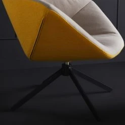 Signature Fauteuils Fauteuil Pivotant En Tissu Bicolore - Taupe Et Jaune -Fauteuils, poufs et repose-pieds Soldes fauteuil pivotant en tissu bicolore taupe et jaune 2