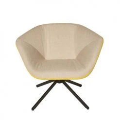 Signature Fauteuils Fauteuil Pivotant En Tissu Bicolore - Taupe Et Jaune -Fauteuils, poufs et repose-pieds Soldes fauteuil pivotant en tissu bicolore taupe et jaune 3