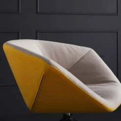 Signature Fauteuils Fauteuil Pivotant En Tissu Bicolore - Taupe Et Jaune -Fauteuils, poufs et repose-pieds Soldes fauteuil pivotant en tissu bicolore taupe et jaune 5