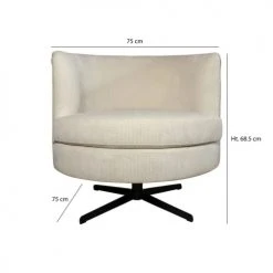 Now’s Home Fauteuils Fauteuil Pivotant En Velours Cotelé écru -Fauteuils, poufs et repose-pieds Soldes fauteuil pivotant en velours cotele ecru 5