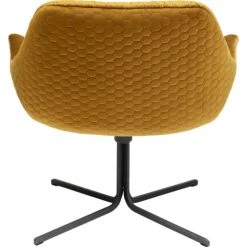 Kare Design Fauteuils Fauteuil Pivotant En Velours Jaune Et Acier -Fauteuils, poufs et repose-pieds Soldes fauteuil pivotant en velours jaune et acier 2