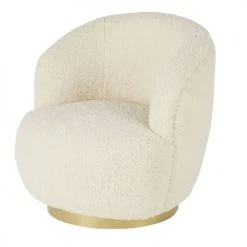 Maisons Du Monde Fauteuils Fauteuil Pivotant Imitation Fourrure écrue