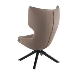 Angel Cerda Fauteuils Fauteuil Pivotant Skai Taupe Avec Pieds En Bois Noir Couleur Wengé -Fauteuils, poufs et repose-pieds Soldes fauteuil pivotant skai taupe avec pieds en bois noir couleur wenge 3