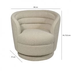 Now’s Home Fauteuils Fauteuil Pivotant Tissu En Bouclette Beige -Fauteuils, poufs et repose-pieds Soldes fauteuil pivotant tissu en bouclette beige 4