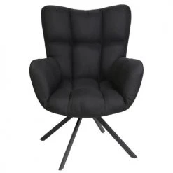 Altobuy Fauteuils Fauteuil Pivotant Tissu Noir Et Pieds Métal -Fauteuils, poufs et repose-pieds Soldes fauteuil pivotant tissu noir et pieds metal 2