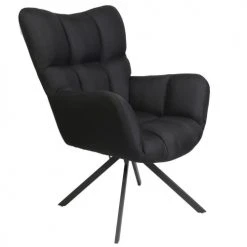 Altobuy Fauteuils Fauteuil Pivotant Tissu Noir Et Pieds Métal