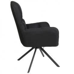 Altobuy Fauteuils Fauteuil Pivotant Tissu Noir Et Pieds Métal -Fauteuils, poufs et repose-pieds Soldes fauteuil pivotant tissu noir et pieds metal 3
