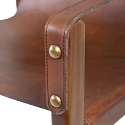 MOYCOR Fauteuils Fauteuil Pliant En Cuir Marron -Fauteuils, poufs et repose-pieds Soldes fauteuil pliant en cuir marron 3