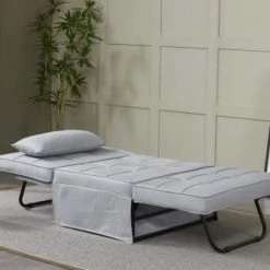 Concept Usine Fauteuils Fauteuil Pouf Ottoman Gris 3 En 1 En Tissu Gris Clair -Fauteuils, poufs et repose-pieds Soldes fauteuil pouf ottoman gris 3 en 1 en tissu gris clair 3