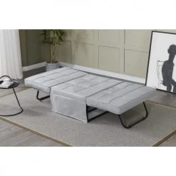 Concept Usine Fauteuils Fauteuil Pouf Ottoman Gris 3 En 1 En Tissu Gris Clair -Fauteuils, poufs et repose-pieds Soldes fauteuil pouf ottoman gris 3 en 1 en tissu gris clair 4