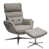 My New Design Fauteuils Fauteuil Relax Avec Pouf Base étoile Aluminium - Cuir Beige