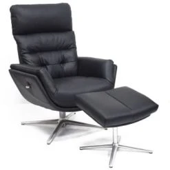 My New Design Fauteuils Fauteuil Relax Avec Pouf Base étoile Aluminium - Cuir Beige -Fauteuils, poufs et repose-pieds Soldes fauteuil relax avec pouf base etoile aluminium cuir noir